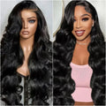 Body Wave 13x6 HD Transparent Lace Front Human Hair Wig 40 Inch Pre Plucked 220 Density 5x5 Glueless Lace Frontal Wigs for Women